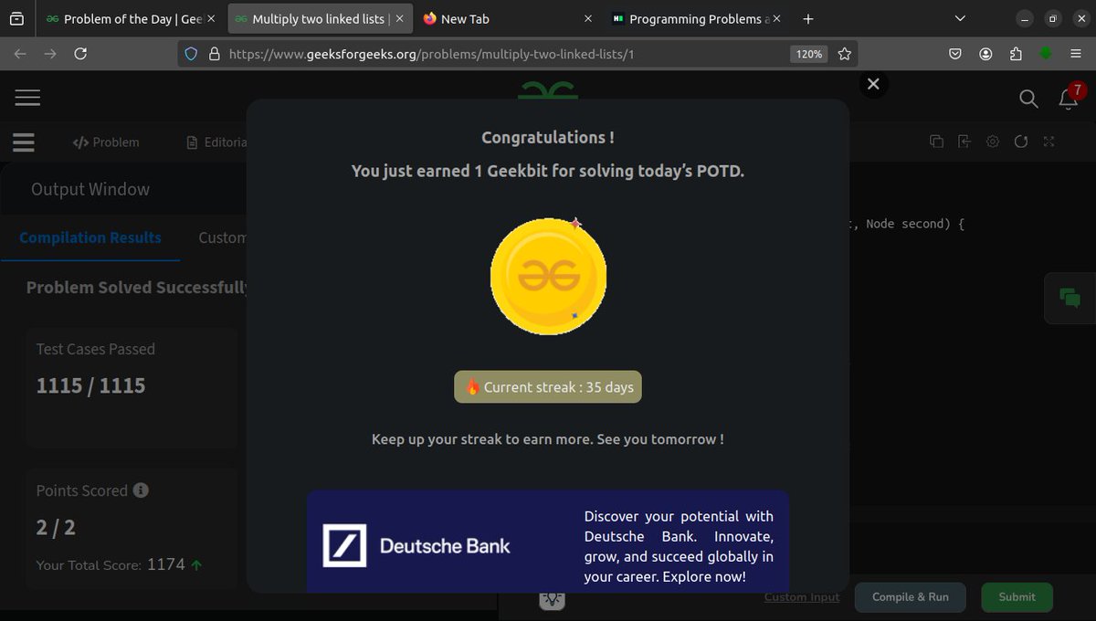 Shubh3995836492's tweet photo. Easy One 😇#callenge Day :- 20/21 Problem :- Multiply two linked lists #geekstreak2024 #deutschebank
@geeksforgeeks
@DeutscheBank https://t.co/ZMlkgjv9wf
