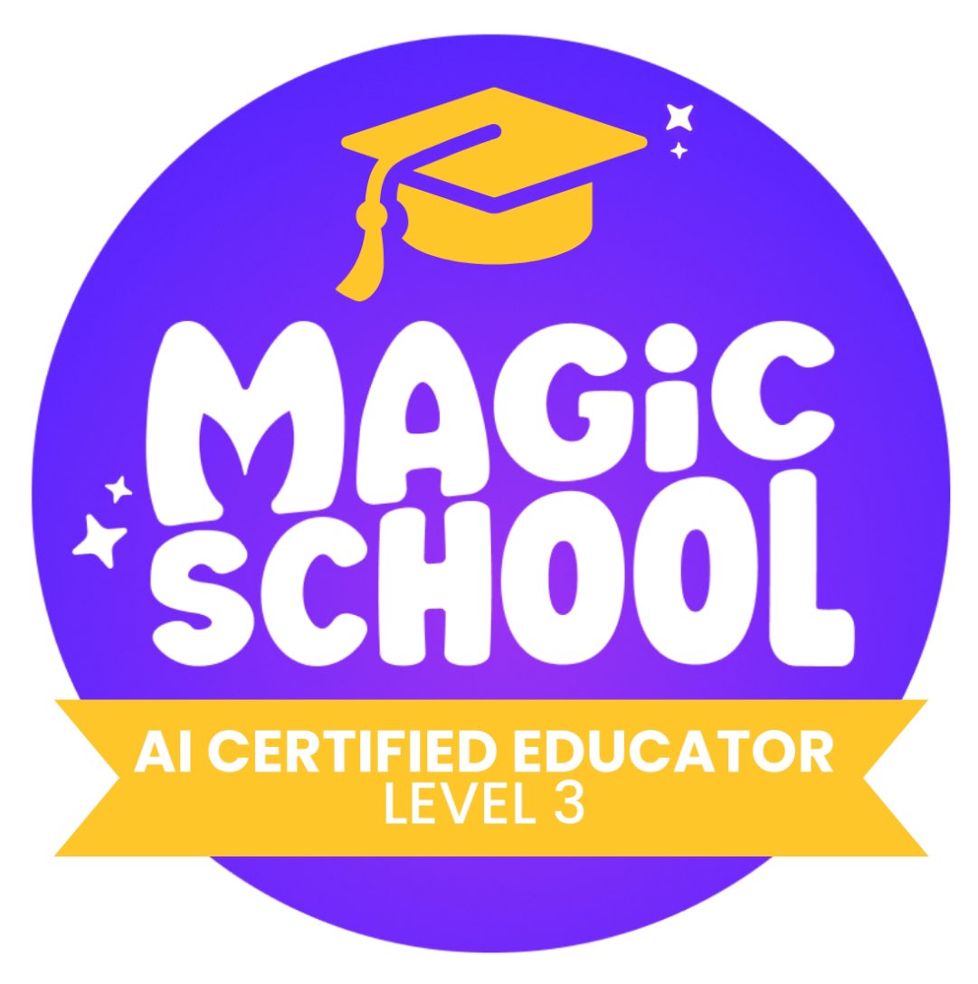 I'm excited to announce that I have completed the MagicSchool AI Certification Course (Level 3). MagicSchool is the leading AI platform for educators - helping teachers lesson plan, differentiate, communicate clearly, and more! <a href="/magicschoolai/">MagicSchool AI 💜 🪄✨</a> 💜💛 #MagicSchool