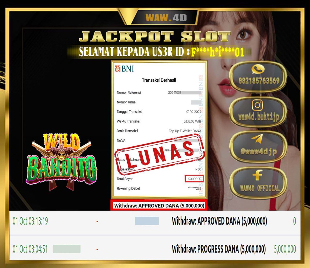 WAW4D_OFFICIAL's tweet photo. BUKTI PEMBAYARAN  01 OKTOBER 2024 🔱
Link alternatif 1 :
👇👇👇
https://t.co/OluCH3reOi

#waw4d #buktijp #buktilunas #pastibayar #pastilunas #pragmatic #slotgacor #casinoonline #gatesofolympus #situsgacor #situsslot #maxwin #maxwinslot #slotgacorhariini #slotpg https://t.co/MDaQrujP94
