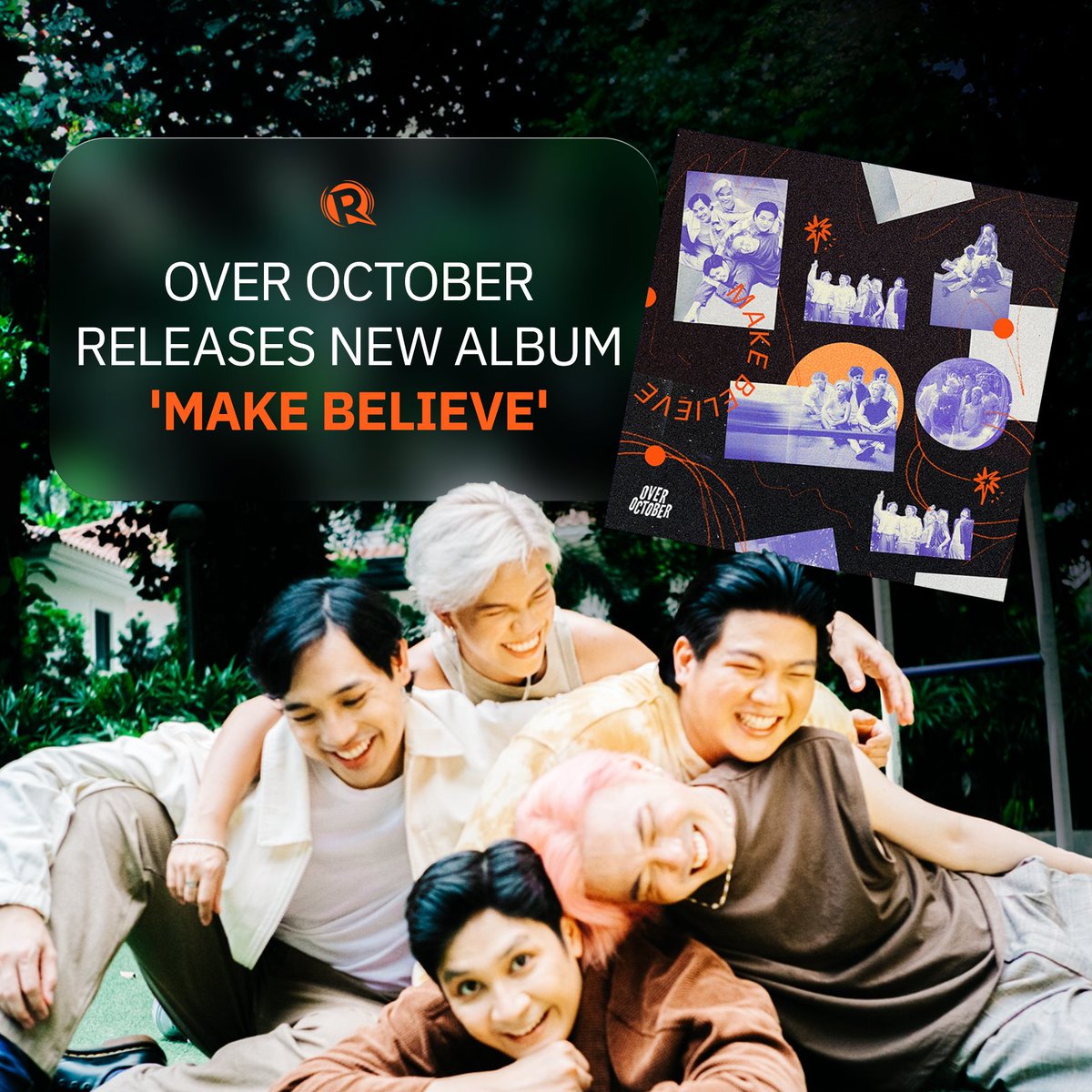 rapplerdotcom's tweet photo. OPM band Over October releases its second album "Make Believe" on Tuesday, October 1. The album contains eight songs. #OvOMakeBelieve

Want to connect with fellow OPM lovers? Go to the pop culture chat room of #RapplerCommunities: https://t.co/NJ0BJQPJmA https://t.co/0yCBYIJlG9