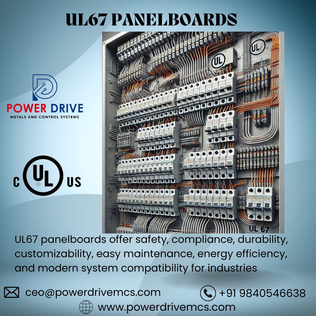 PowerDrive2020's tweet image. PDMCS - UL67 Panelboards
UL67 panelboards offer safety, compliance, durability, customizability, easy maintenance, energy efficiency, and modern system compatibility for industries.

#UL67 #Panelboards #IndustrialSafety #UL #ULCertified #Powerdrivemcs #pdmcs
