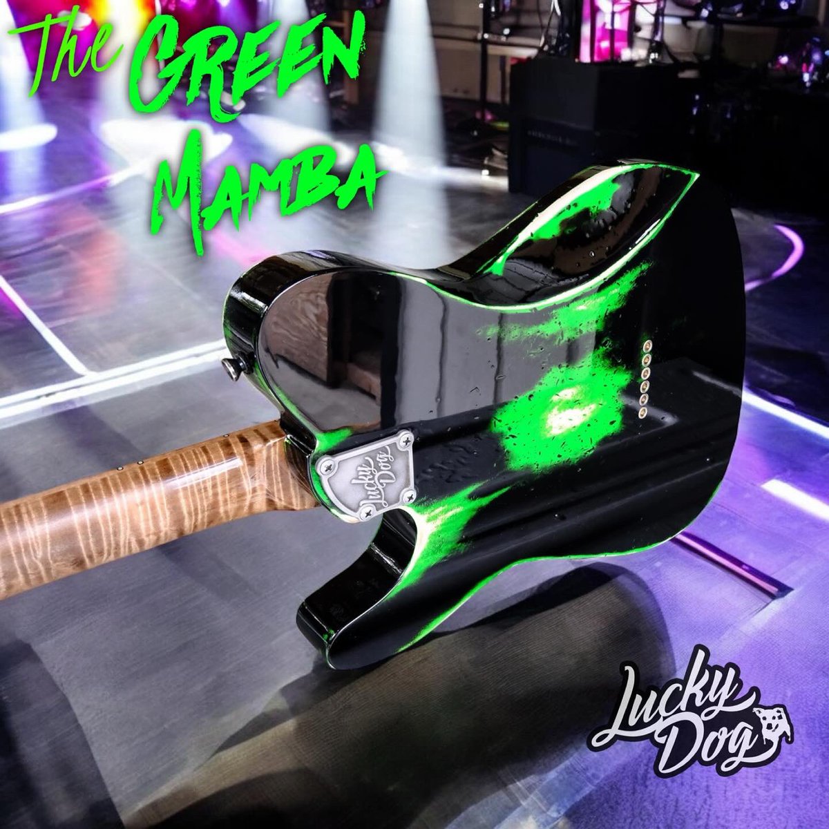 Say hello to the green mamba.  #luckydogguitars #customguitar #guitarist
