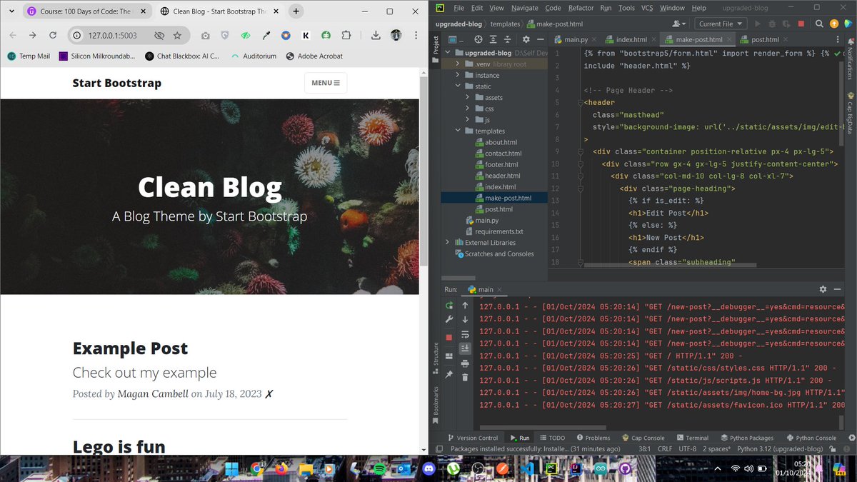 SamShawon's tweet photo. Day 67 of #100DaysOfCode #Python #Flask #Server #PythonFlask #FlaskServer #PythonServer #PythonFlaskServer #Blog

Upgraded blog site.

Keep learning..... https://t.co/GnuzARNV3w