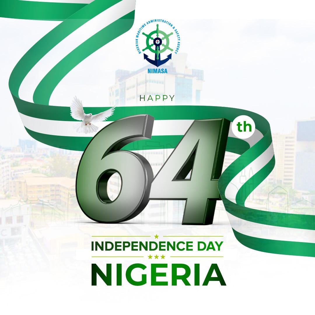 Today <a href="/nimasaofficial/">NIGERIAN MARITIME ADMNISTRATION & SAFETY AGENCY</a> in commemoration of the 64th Independence  Celebration of our great country join the rest of world to pray and ask God to help us build a nation where no man is oppressed, and with peace and plenty Nigeria will be blessed.<a href="/MobereolaD/">Dayo Mobereola</a> #TeamNIMASA