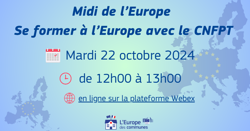 UEFrance's tweet photo. 📅 RDV le mardi 22/10 de 12h à 13h pour notre prochain Midi de l'Europe !

💬 Au programme : comment se former à l'Europe avec le @CNFPT, afin de financer ses projets, anticiper la législation &amp; faire vivre la citoyenneté 🇪🇺

Infos &amp; inscriptions → https://t.co/13FaSGAxts