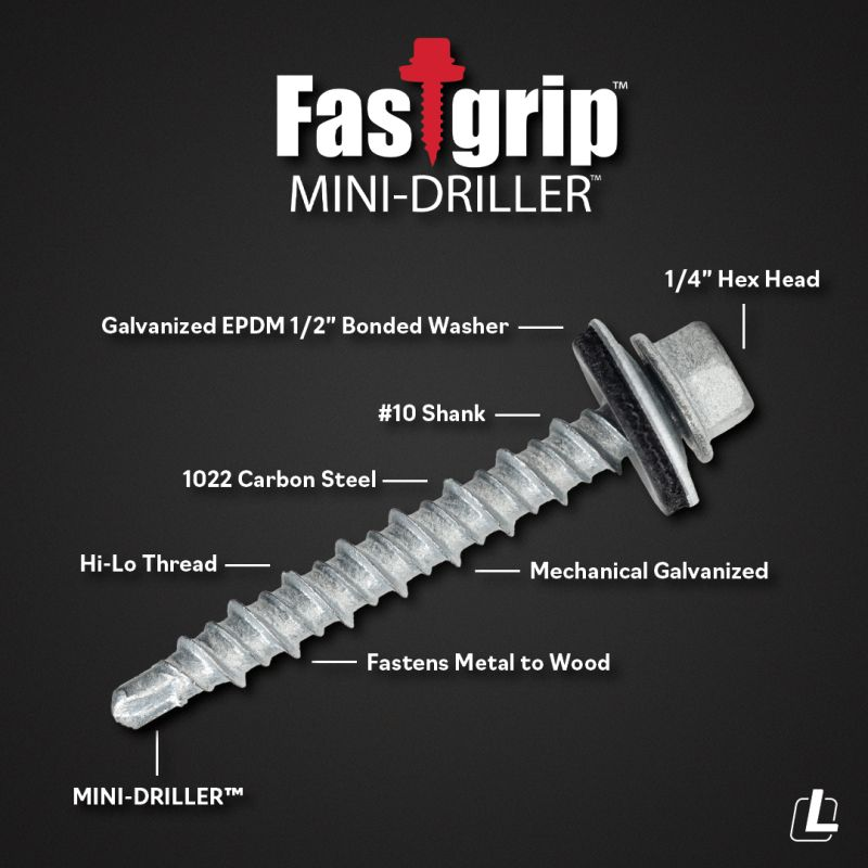 LevisBuildComp's tweet image. The Fastgrip™ #10 Hi-Lo MINI-DRILLER™ combines the specs of the Fastgrip™ #10 Hi-Lo with a MINI-DRILLER™ point for effortless metal driving. The Hi-Lo thread ensures superior pull-out strength in metal-to-wood applications. #Fasteners #ConstructionTech