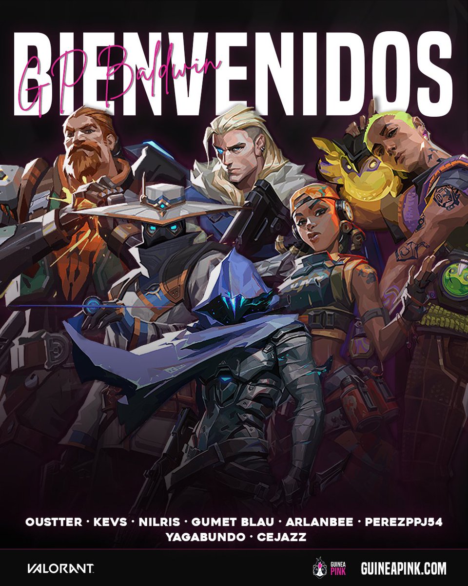 ¡Es hora de darle la BIENVENIDA a nuestro escuadrón legendario #GPBALDWIN! 🔥🔥🔥
Prepárate para jugadas de infarto con: 
🐹<a href="/perezppj54/">Perezppj54</a> 
🐹@arlanbeevl 
🐹@Kevs_fps 
🐹@oustter 
🐹<a href="/nilrip1/">nilris</a> 
🐹<a href="/GumetBlau/">gumett</a> 
💼<a href="/yagomentefria/">Ducky22</a> 
💼@Ismasvilar 

Vamos con todo en busca de gloria. ¿Quién