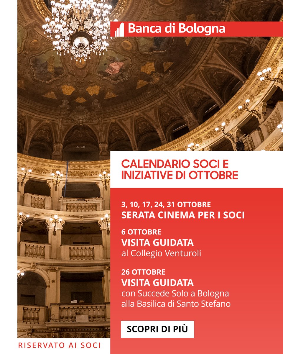 Scopri tutte le iniziative dedicate ai nostri Soci del mese di ottobre!

👉 bancadibologna.it/soci/calendari…