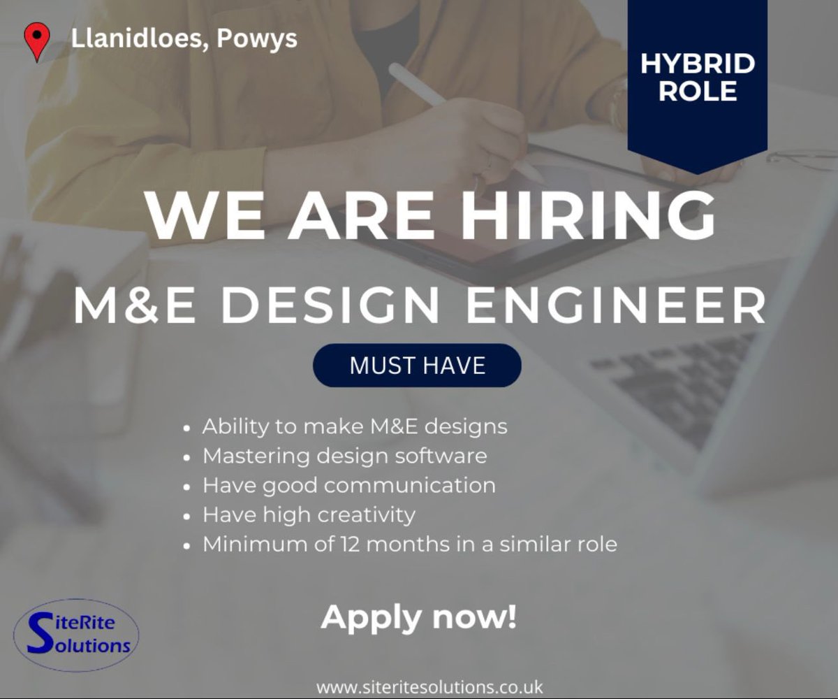 Are you an M&amp;E Design Engineer? 
Are you looking for a hybrid role?

If interested or for more information, contact Caulay - 07427 681340 for a friendly discussion. 

SiteRite Solutions,
Hiring Simplified - Excellence Amplified.