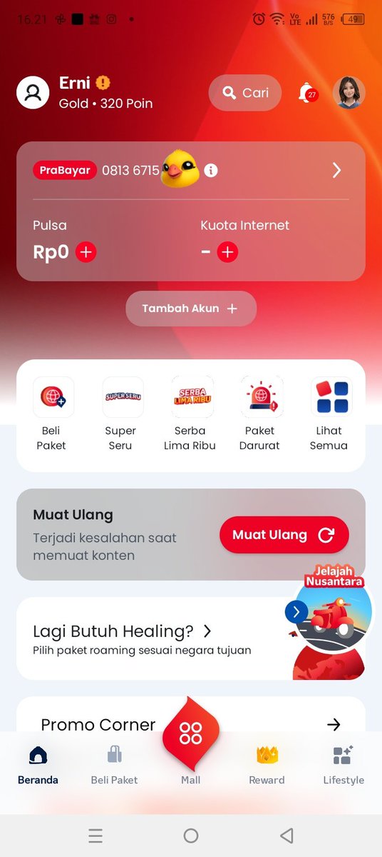 ernijsf's tweet photo. Selamat sore @Telkomsel sudah saya beli paket kok tidak masuk ya? Padahal transaksi sudah berhasil.  Mohon bantuannya https://t.co/g1nScC95J5