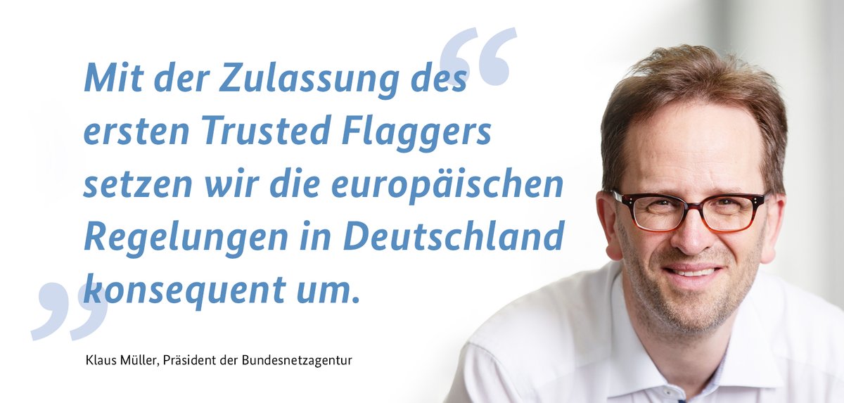 Wir haben mit @REspect_Report den ersten Trusted Flagger gemäß dem #DSA zugelassen. Die Meldestelle war die erste Organisation, die einen Zulassungsantrag eingereicht hatte. Sie konzentriert ihre Arbeit v.a. auf soziale Netzwerke &amp; Video-Plattformen. 
⏭️bundesnetzagentur.de/1029736