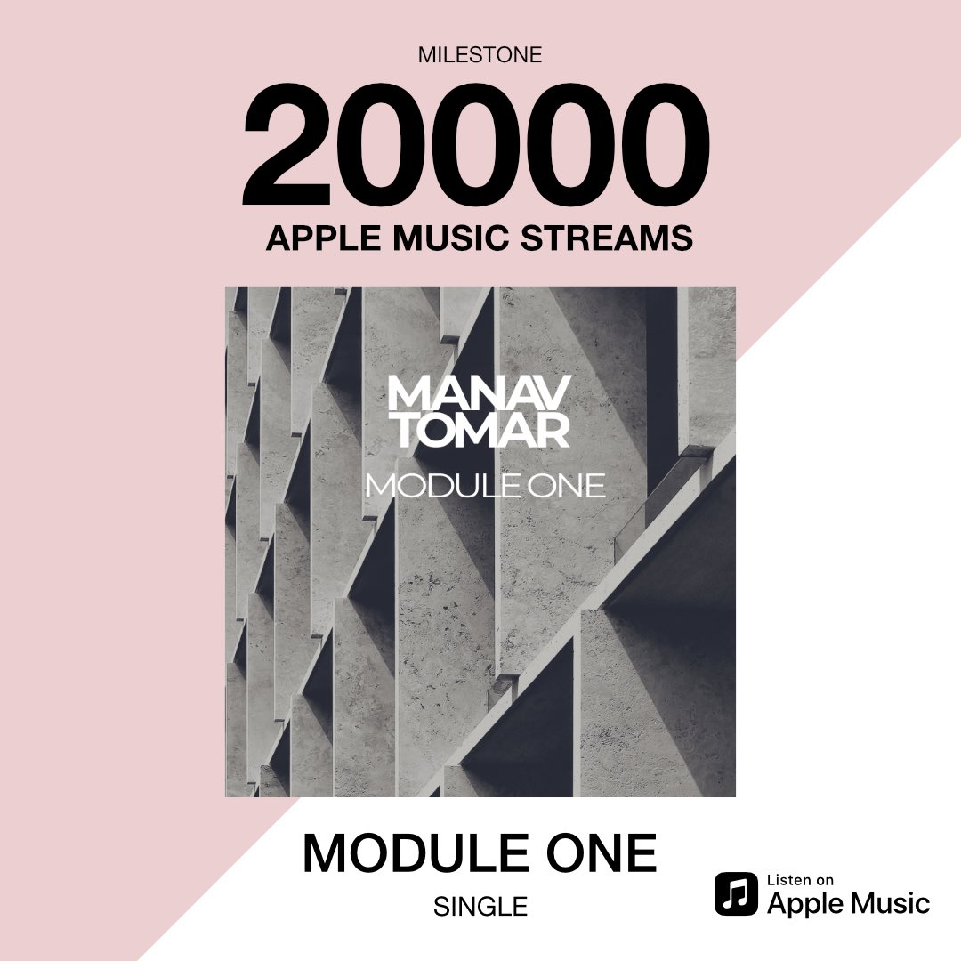Manav Tomar (@mnvtmusic) on Twitter photo Passed another #milestone on <a href="/AppleMusic/">Apple Music</a> “Module One" has reached 20000 streams on #applemusic
.
Listen to the track if you haven’t already.
#linkinbio
.
#indieartist #20K #edm #dance #australia #mnvtmusic #australia #manavtomar #musicproducer #edmmusic #australia #NowPIaying Passed another #milestone on <a href="/AppleMusic/">Apple Music</a> “Module One" has reached 20000 streams on #applemusic
.
Listen to the track if you haven’t already.
#linkinbio
.
#indieartist #20K #edm #dance #australia #mnvtmusic #australia #manavtomar #musicproducer #edmmusic #australia #NowPIaying