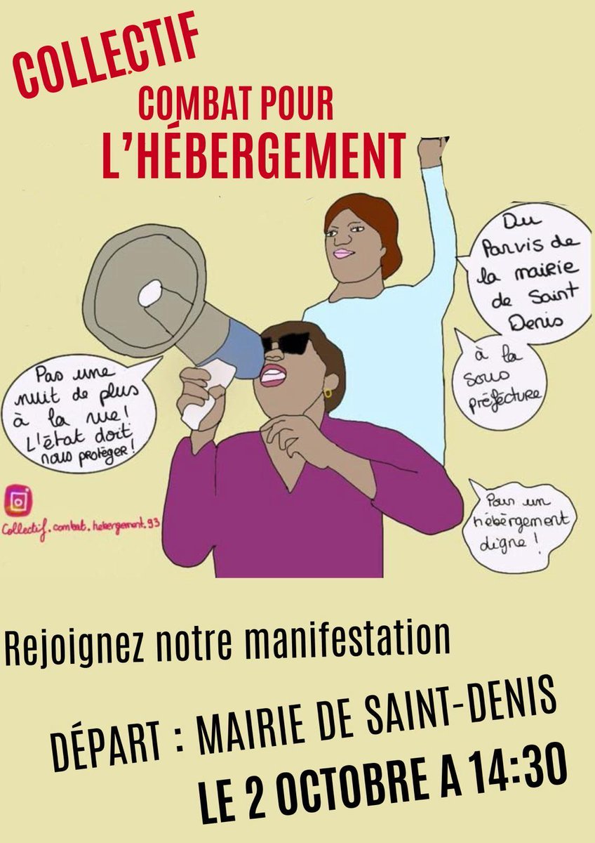 🏠 ✊ Soyons nombreux•ses demain en manif à 14h30 pour réclamer un hébergement digne pour toutes et tous !