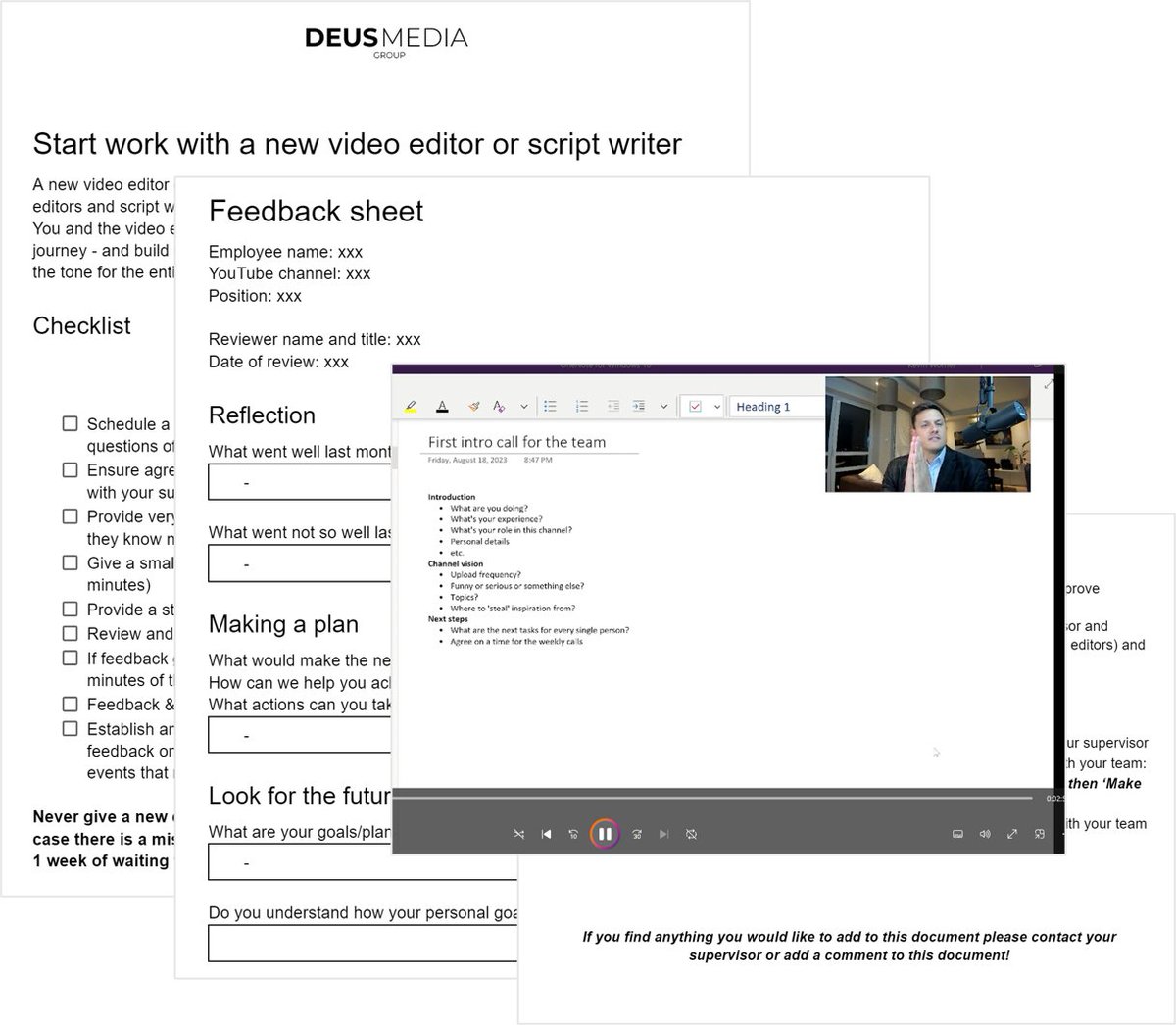 The number one factor for YouTube success is PEOPLE.

I have hired &amp; fired more than 300 YouTube strategists, video editors, script writers, etc. Based on this, I have created guidelines &amp; tutorials on how to start work with new employees, how to provide feedback, how to do