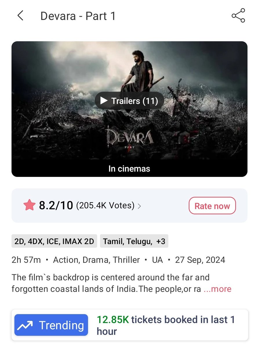 AruMJ23's tweet photo. #Devara Good Hold 👍
12.85 K 🔥🔥🔥
#JrNTR #KoratalaSiva #Devara #DevaraJatharaaBegins #DevaraCelebrations
#DevaraOnSep27th #RanbirKapoor #poweroflovegr #BlockbusterDevara #Hezbollah #DevaraBookings #DevaraReview
#DevaraDay https://t.co/zlXtHFajb6