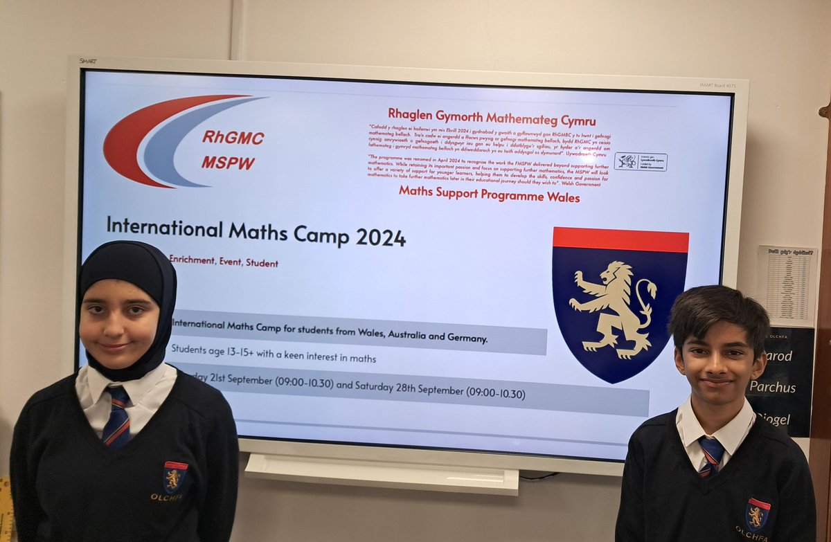 Olchfa Mathematics & Computing (@compmathsolchfa) on Twitter photo On Sat Sept 21st and Sat Sept 28th, Lily and Aydin participated in the International Maths Camp 2024 organised by <a href="/RhGMC_MSPW/">RhGMC / MSPW</a>. Pupils from Wales, Germany and Australia enjoyed solving maths problems together online. Fantastic experience! Well done Aydin and Lily! <a href="/Olchfaschool/">Olchfa School</a> On Sat Sept 21st and Sat Sept 28th, Lily and Aydin participated in the International Maths Camp 2024 organised by <a href="/RhGMC_MSPW/">RhGMC / MSPW</a>. Pupils from Wales, Germany and Australia enjoyed solving maths problems together online. Fantastic experience! Well done Aydin and Lily! <a href="/Olchfaschool/">Olchfa School</a>