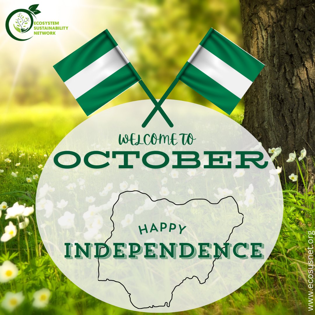 EcoSusNet1's tweet photo. Happy New Month!
As we step into October and celebrate Nigeria's 64th Independence Day, let's renew our commitment to a greener future!
Let's champion climate action, reduce our carbon footprint &amp; protect our planet for generations to come.
Join the movement! #ClimateAction https://t.co/K9XJlNYfL2