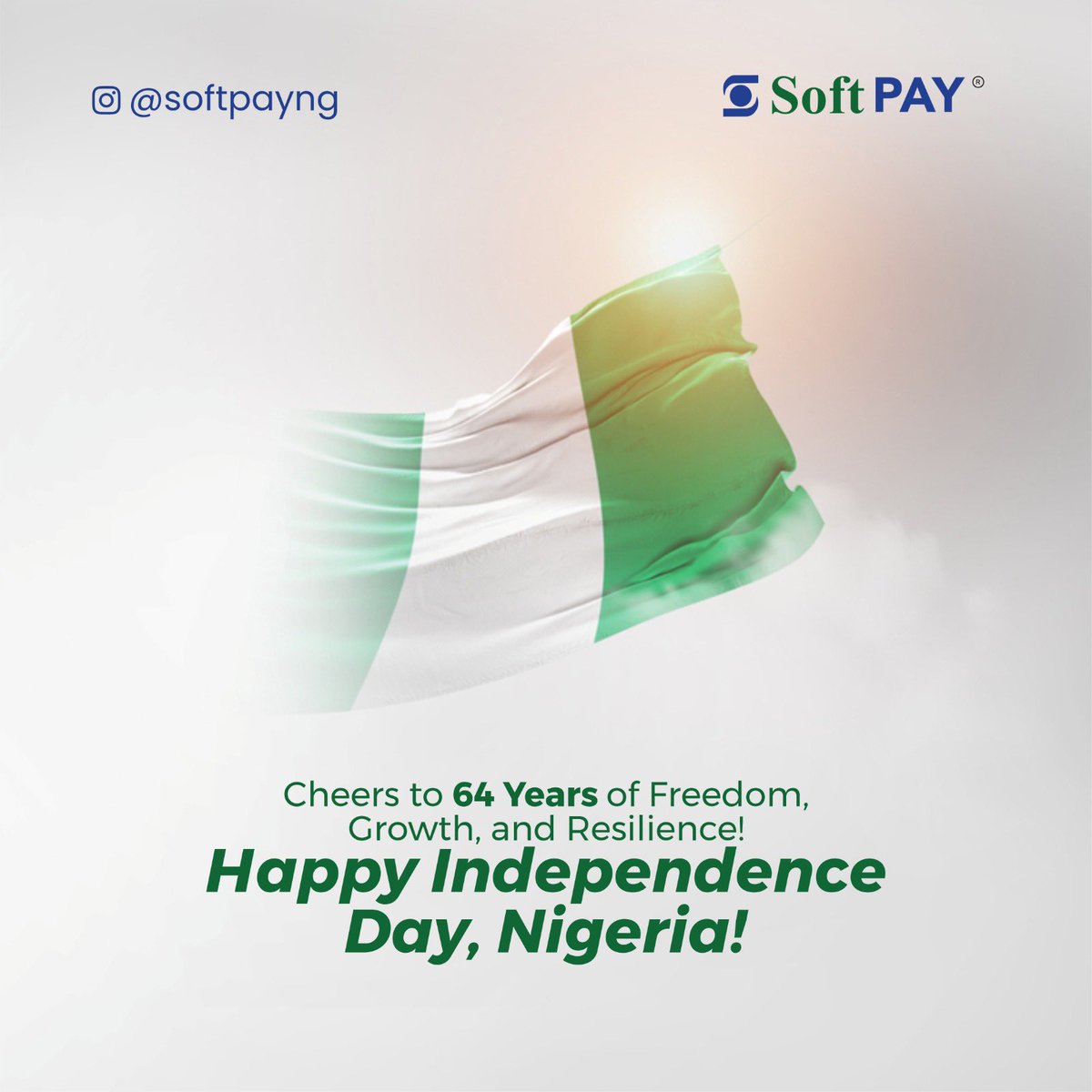 At Softpay, we celebrate the freedom to dream, innovate, and achieve. As we mark another year of independence, let’s continue building a stronger, united, and progressive nation.

#IndependenceDay #NigeriaAt64 #softpay #EmpoweringNigeria