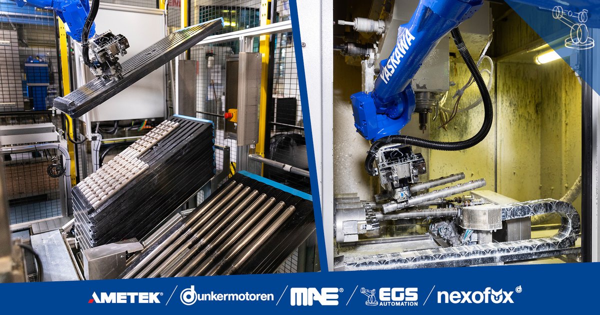 Mit 7Robotern und einer Prise Intelligenz die Produktion revolutioniert–CaseStudy
💥5Anlagenmodule &gt;4 Bearbeitungszentren und 1 Reinigungsanlage
 💥7Roboter &gt;6Achs-Roboter und Scara-Roboter
 💥Integration des bestehenden Werkstückträger- und Wagenkonzepts

ametekcdn.azureedge.net/mediafiles/pro…