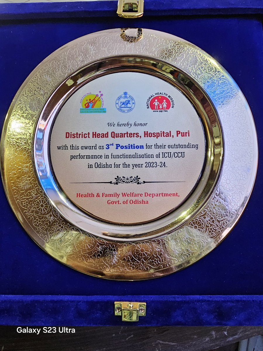 DHH,Puri (@dhhpuri2024) on Twitter photo District Headquarter Hospital, Puri awarded as 3rd position for outstanding per in functionalisation of ICU in Odisha for the year 2023-24 <a href="/CdmPuri/">CDM & PHO, Puri</a> <a href="/dm_puri/">Collector and District Magistrate Puri</a> <a href="/HFWOdisha/">H & FW Dept Odisha</a> <a href="/MahalingMukesh/">Dr. Mukesh Mahaling</a> District Headquarter Hospital, Puri awarded as 3rd position for outstanding per in functionalisation of ICU in Odisha for the year 2023-24 <a href="/CdmPuri/">CDM & PHO, Puri</a> <a href="/dm_puri/">Collector and District Magistrate Puri</a> <a href="/HFWOdisha/">H & FW Dept Odisha</a> <a href="/MahalingMukesh/">Dr. Mukesh Mahaling</a>