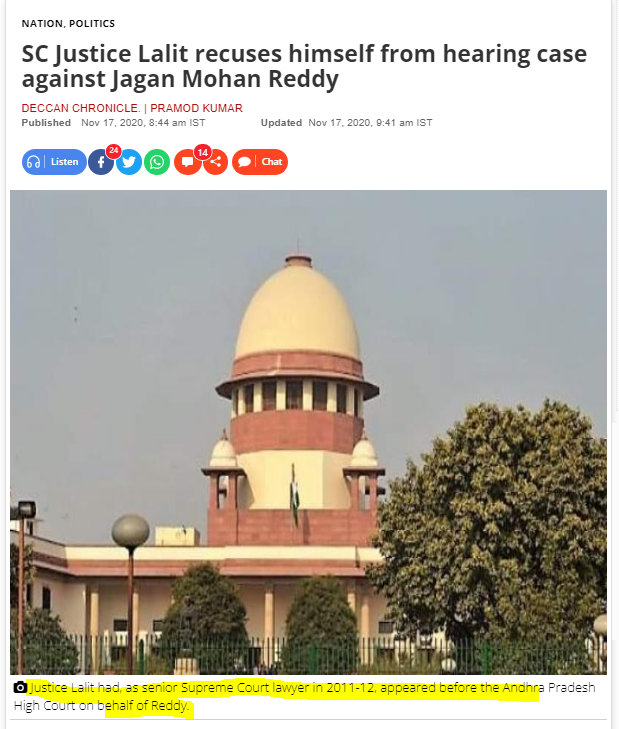 eclector1419857's tweet photo. One question :
In 2020
Justice Lalit #Recused himself from hearing a case in which @ysjagan was named because he was @ysjagan lawyer in 2011-12.
Then why is justice KV Viswanathan who was @ysjagan lawyer in 2013 did not #Recuse himself in #TTDprasadam #TirupatiLaddu case ? https://t.co/42ZCddL1fu
