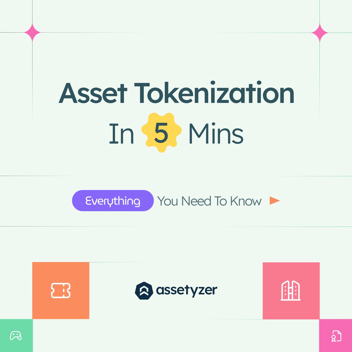 assetyzer's tweet photo. You wanna get tokenized?! Let's get tokenized!๐ช
Weโve made a guide for newbies to learn all about asset tokenization in just 5 mins.โ๏ธ
#Tokenization #Finternet #Blockchain #assetyzer #neucron #timechainlabs https://t.co/TQr7im3f47