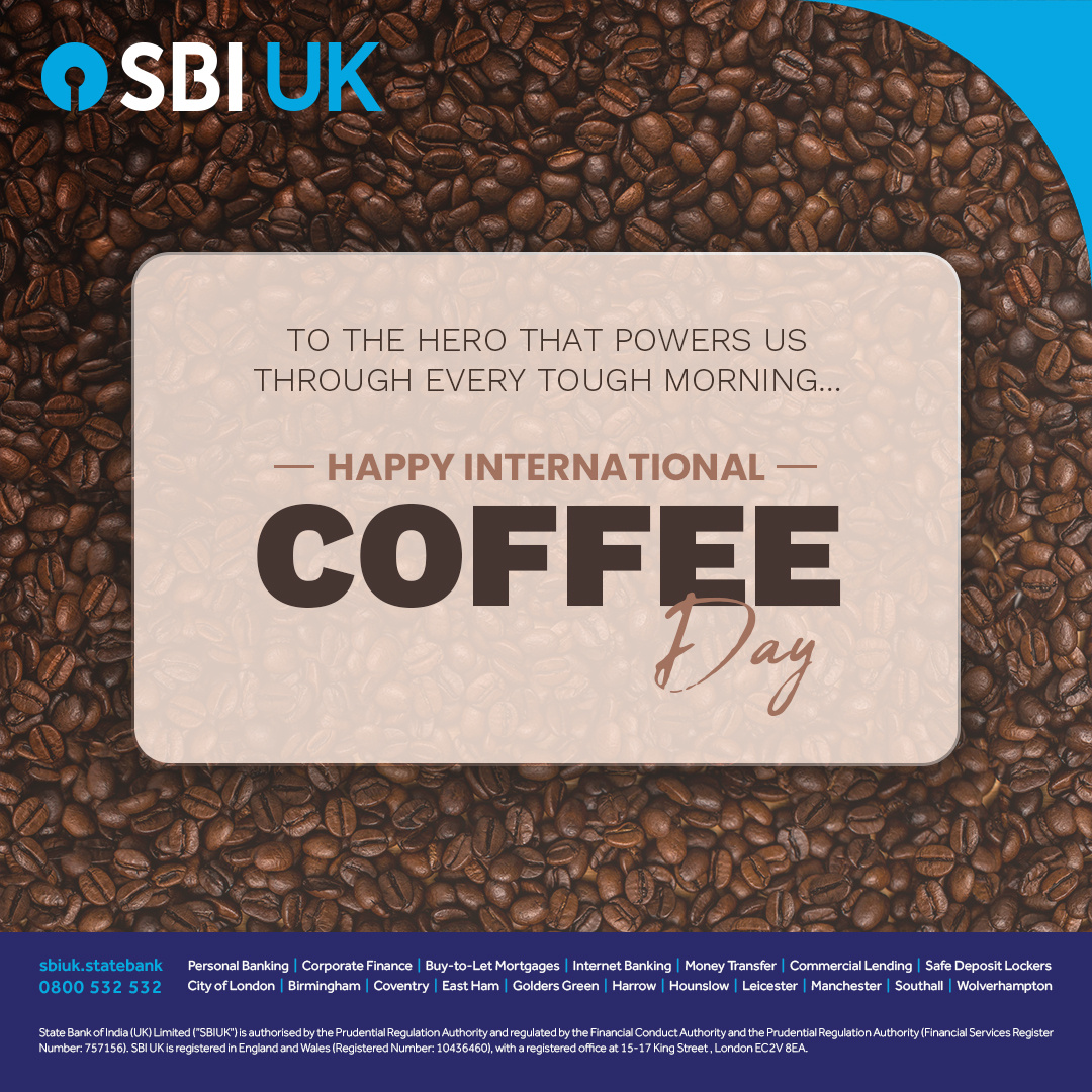 sbi_uk's tweet photo. From sleepy starts to productive days, coffee is our daily champion. Happy International Coffee Day ☕️
#sbiuk #internationalcoffeeday #coffee #coffeelover https://t.co/BUUmKIpA6V