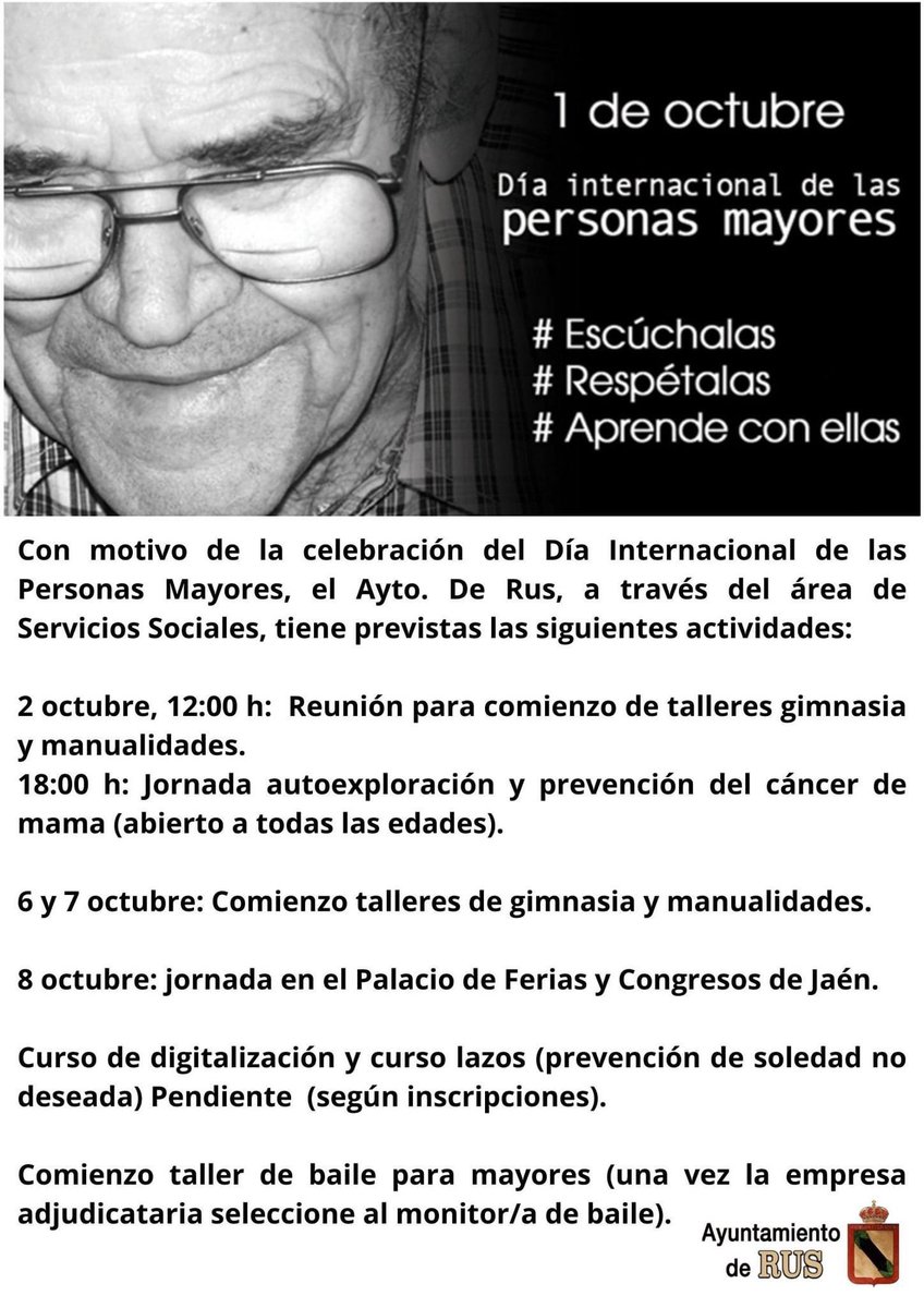 #MAYORES
Hoy se celebra el DÍA INTERNACIONAL DE LAS PERSONAS MAYORES.
Tod@s ell@s son nuestro mayor legado, y a quienes debemos lo que somos hoy.
Feliz día a nuestros mayores!!