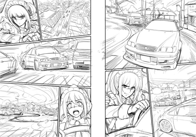 オリジナル版では物足りなかった前編の誘拐チェイスシーンも今回はちゃんと描けました👌 