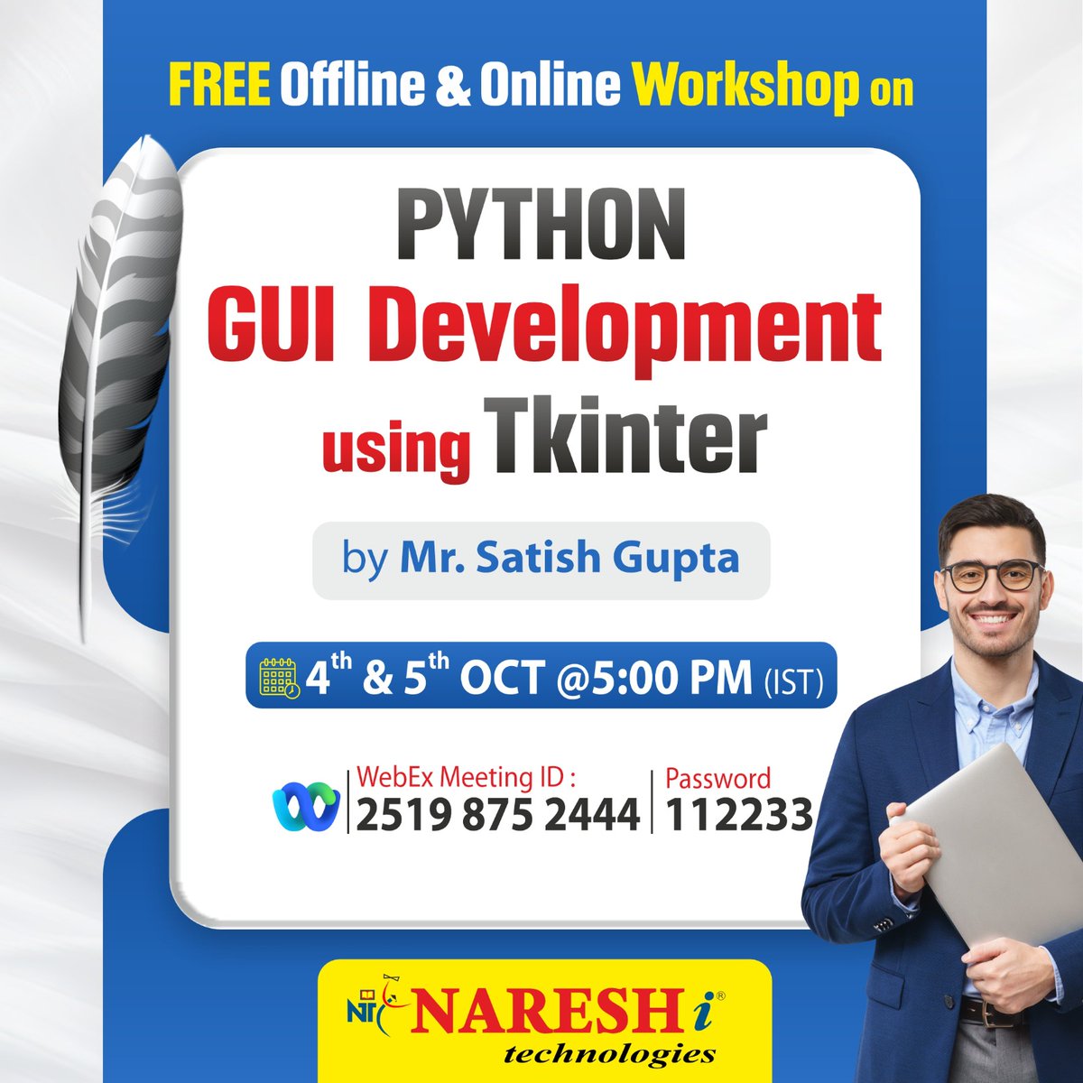 nareshitech's tweet image. ✍️Enroll Now: shorturl.at/dYcXt
👉Attend Free Workshop on GUI Development using Tkinter by Mr. Satish Gupta.
📅 on: 4th & 5th October @ 5:00 PM (IST).
🌐Visit: nareshit.com/courses/full-s…
#Python #numpy #GUIDevelopment #pandas #programming #Tkinter #sql #courses