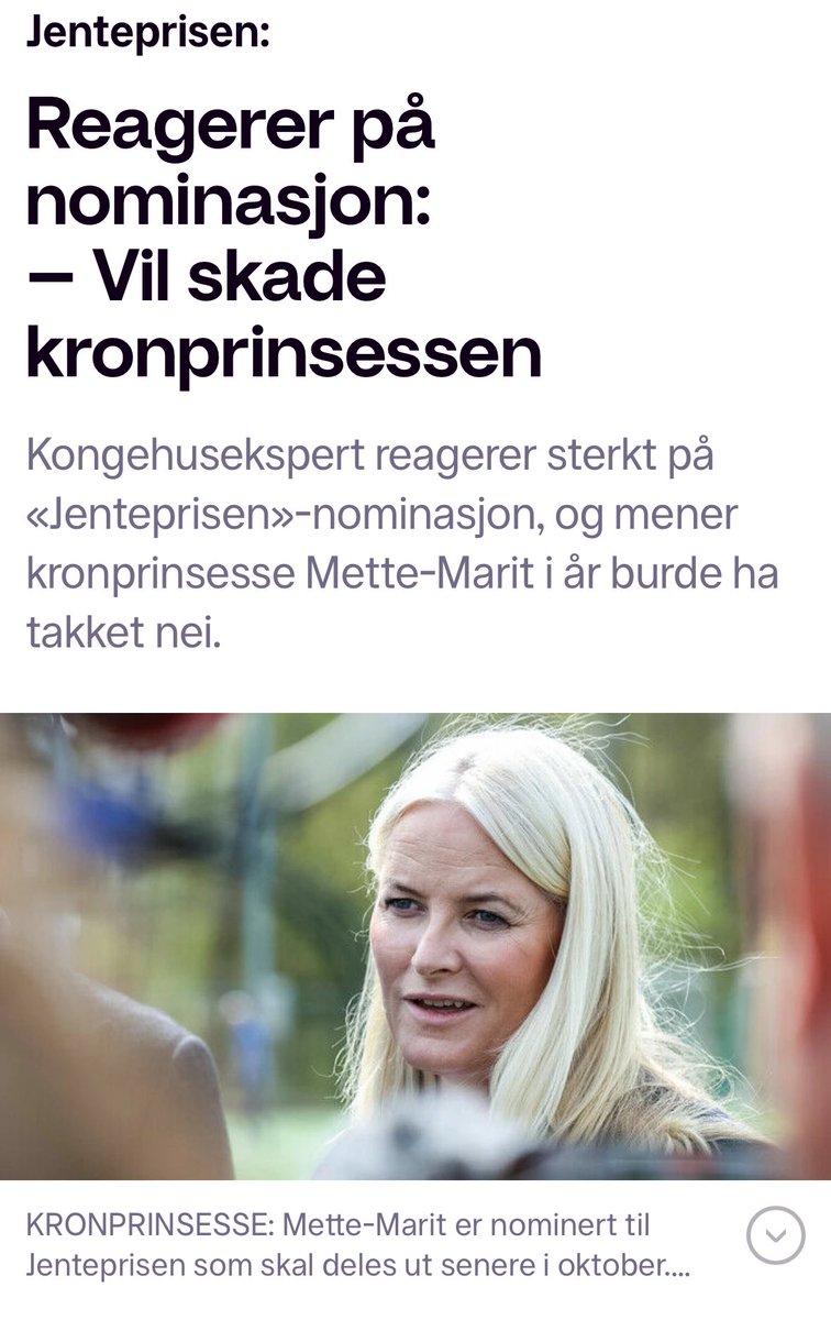 TMajestic12's tweet photo. Nominert til «jenteprisen» for hennes innsats mot vold mot kvinner, samtidig som at hun har oppfostret et kvinnehatende monster selv🤡
#MariusGate
#MetteMarit https://t.co/ZokQswbUcB