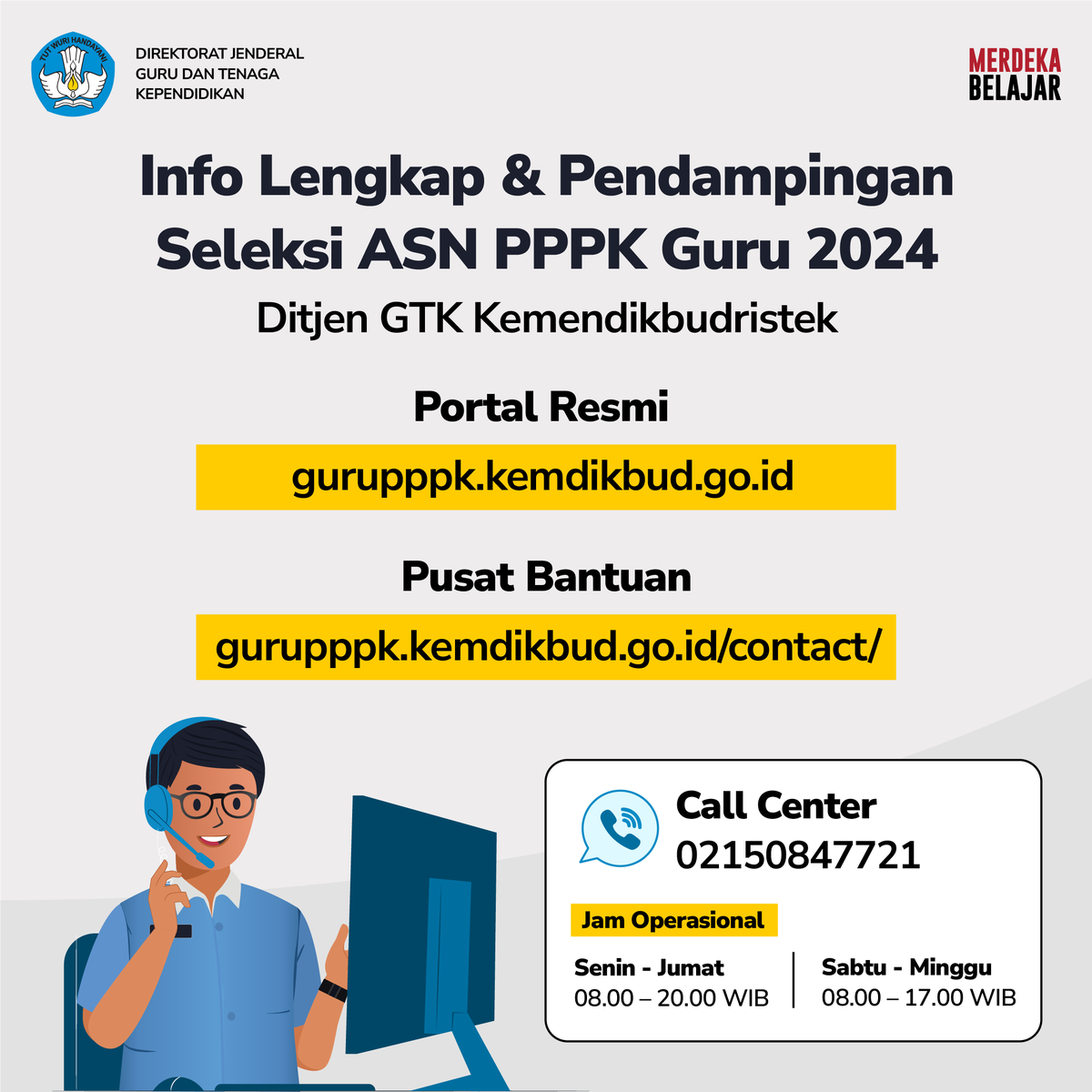 Bagi Bapak/Ibu yang termasuk dalam kriteria pelamar Seleksi ASN PPPK Guru 2024 (sesuai KepmenPAN-RB 348/2024), segera bersiap dan siapkan dokumen pendukung agar semua persyaratan administrasi terpenuhi.

Info lengkap melalui informasi resmi @kemenpanrb dan @bkngoidofficial