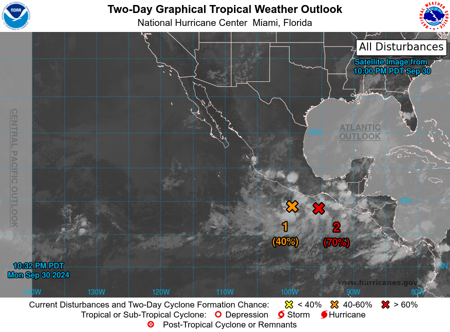LimWeather's tweet photo. D140 EPAC #HurricaneSeason2024 2am EDT
AOI 1 S of #Mexico has 40% chance to become Tc in 2 days,80% in 7 days ALL Interests there should watch this closely and regularly check back with the latest forecasts
#Wxtwitter #Wxx #Tropicswx #HurricaneSeason #Lane #EP97 #97E #Invest97E https://t.co/eOp6XZXh7b