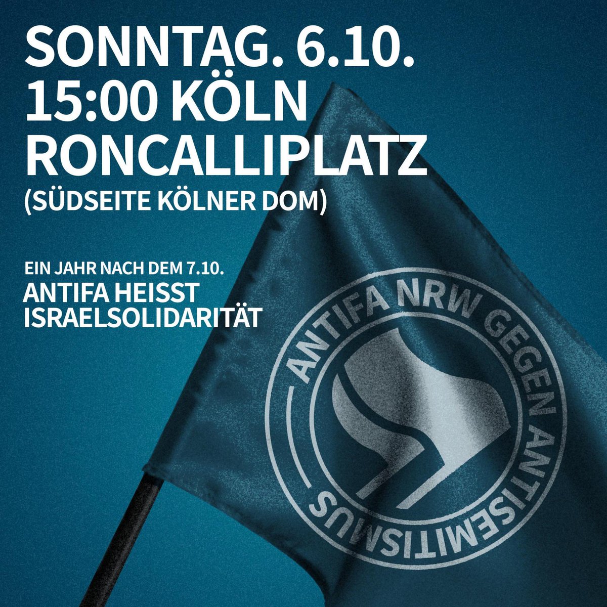 Ein Jahr nach dem 07.Oktober: Kommt mit uns am Sonntag in #Köln auf die Straße. 
#GegenJedenAntisemitismus
#BringThemHome 
#FreeGazaFromHamas