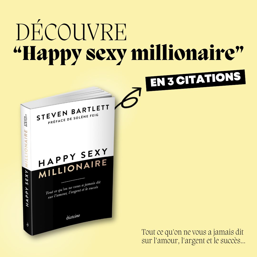 Diateino's tweet photo. ❤️‍🔥 Ça fait plusieurs semaines que Happy sexy millionaire de @StevenBartlett est sorti, et il est temps de te révéler quelques citations percutantes qui vont te donner envie de le (re)lire...

Qu'est-ce qui te parle le plus dans son message ? 💰✨

#happysexymillionaire #amour https://t.co/oVnhDfLJNR