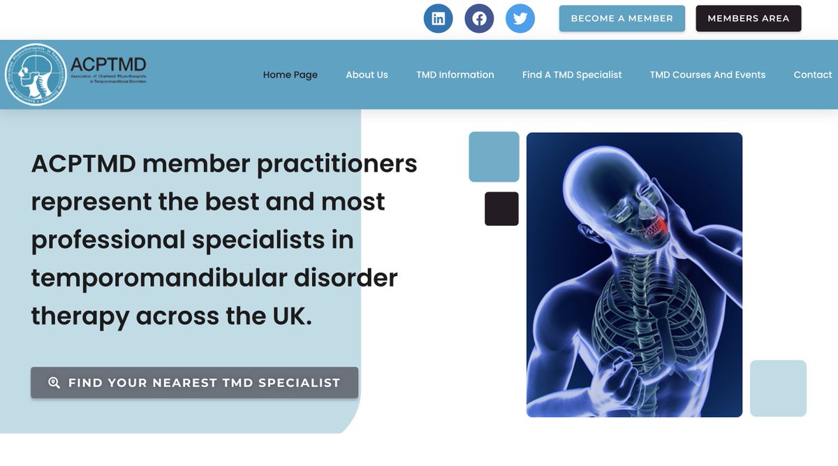 JawPhysio's tweet photo. ❗ ACPTMD UPDATE ❗

You can now become an official member of the ACPTM by joining our association on the https://t.co/EzXC1y4QqE website.
Following our website's "Become a Member" section. 
We are looking forward to seeing you joining us!! https://t.co/DIjjWtjO6i