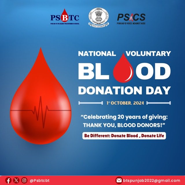 Psbtcbt's tweet photo. Your one donation can save many lives. On this National Voluntary Blood Donation Day, join us in making a difference. Every drop counts, and so does every donor. Let’s continue the legacy of saving lives together!
#BloodDonation #NationalVoluntaryBloodDonationDay #PSBTC #Punjab https://t.co/xPDjt5hzdK