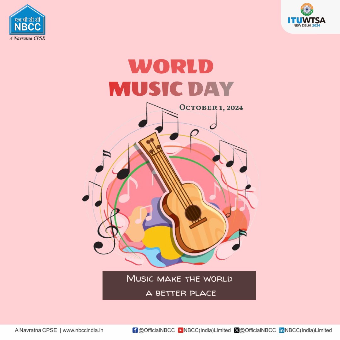 OfficialNBCC's tweet image. Music brings harmony to our lives, just as infrastructure brings communities together. This #WorldMusicDay, #NBCC celebrates the universal language of music that unites us all, inspiring creativity and connection. 🎶  
#BuildingForBetter #WorldMusicDay2024

@PMOIndia @MoHUA_India