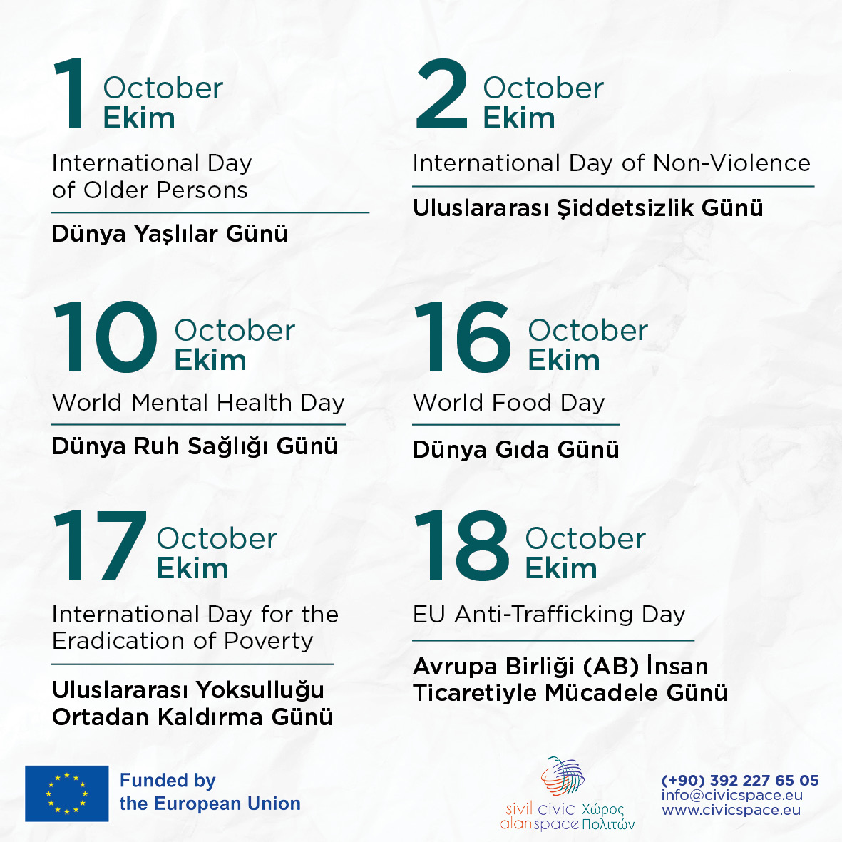 👀 Civic Space Calendar - Sivil Alan Takvimi
🗓️ October - Ekim 2024