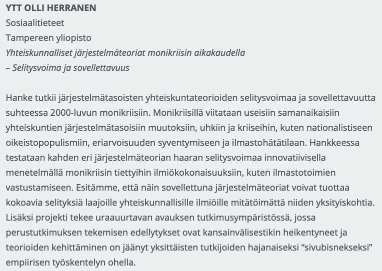 Olli Herranen (@rotosherranen) on Twitter photo Tänään on #säätiöpäivä.
<a href="/EASaatio/">Emil Aaltosen Säätiö</a> myönsi projektilleni tänä vuonna rahoituksen.
Tämä on poikkeuksellista, koska perustutkimuksen - tässä tapauksessa teoreettisen tutkimuksen - tekeminen on kansainvälisestikin vaikeutunut.
Siksi säätiöitä tarvitaan.
emilaaltonen.fi/projekteille-2… Tänään on #säätiöpäivä.
<a href="/EASaatio/">Emil Aaltosen Säätiö</a> myönsi projektilleni tänä vuonna rahoituksen.
Tämä on poikkeuksellista, koska perustutkimuksen - tässä tapauksessa teoreettisen tutkimuksen - tekeminen on kansainvälisestikin vaikeutunut.
Siksi säätiöitä tarvitaan.
emilaaltonen.fi/projekteille-2…