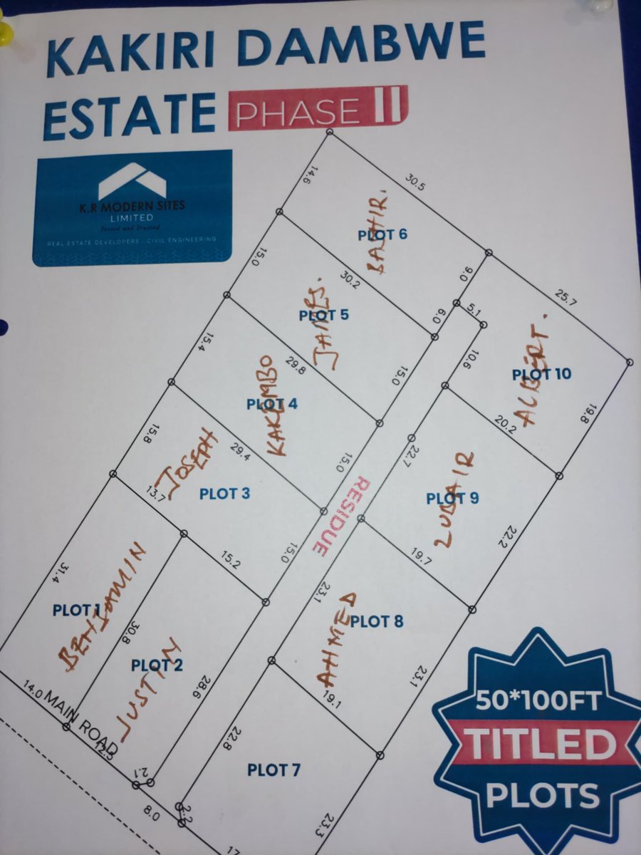 RealEstateUG1's tweet photo. Kakiri Dambwe Estate 50ft X 100ft prime plots at only UGX 15,000,000/-.
 A project that is; 
-secure,
-Accessible,
-Social amenities on Site, 
-Plots are titled,
-few meters from the main road,
-Affordable and with flexible payment of upto 4 Months.
1 plot remaining https://t.co/hcrImWoat7
