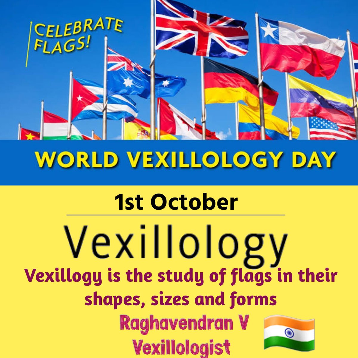 rag2406's tweet image. Happy Vexillology Day ! Celebrate the art and history of flags today. Whether it’s national symbols or unique designs, each flag tells a story. Share your favorite flags &amp;amp; their meanings ! 
@narendramodi
#VexillologyDay #FlagHistory #SymbolsOfIdentity #FlagArt #CelebrateDiversity