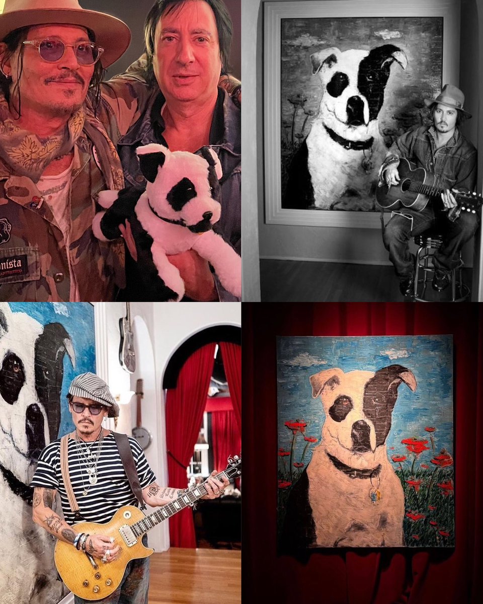 Mooh ぬいぐるみ犬 A Bunch of Stuff ジョニー・デップ ジョニー・デップと、子供の頃に飼っていた愛犬ムーのぬいぐるみと絵