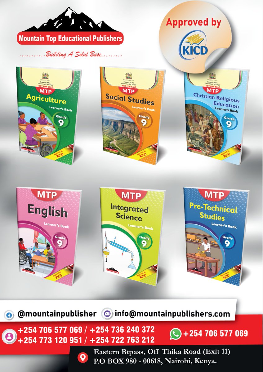 New Book Release!!!
With the great anticipation for the release of the new rationalized books, we are excited to give a preview of the New Titles of the rationalized books for Grade 9.
#mtp Books
#New Releases
 #New Titles
#Rationalized
#Revised and approved
#KICD Approved