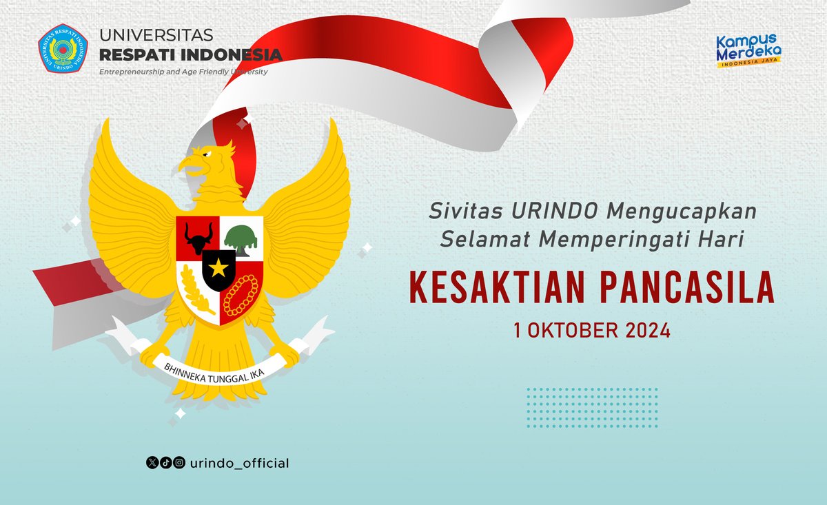 "Selamat Hari Kesaktian Pancasila, 1 Oktober 2024

Pancasila bukan hanya dasar negara, tapi juga jiwa dan semangat persatuan kita. Bersama kita jaga keutuhan bangsa, kuatkan solidaritas, dan wujudkan cita-cita Indonesia yang adil dan makmur.

#kesaktianpancasila #pancasila