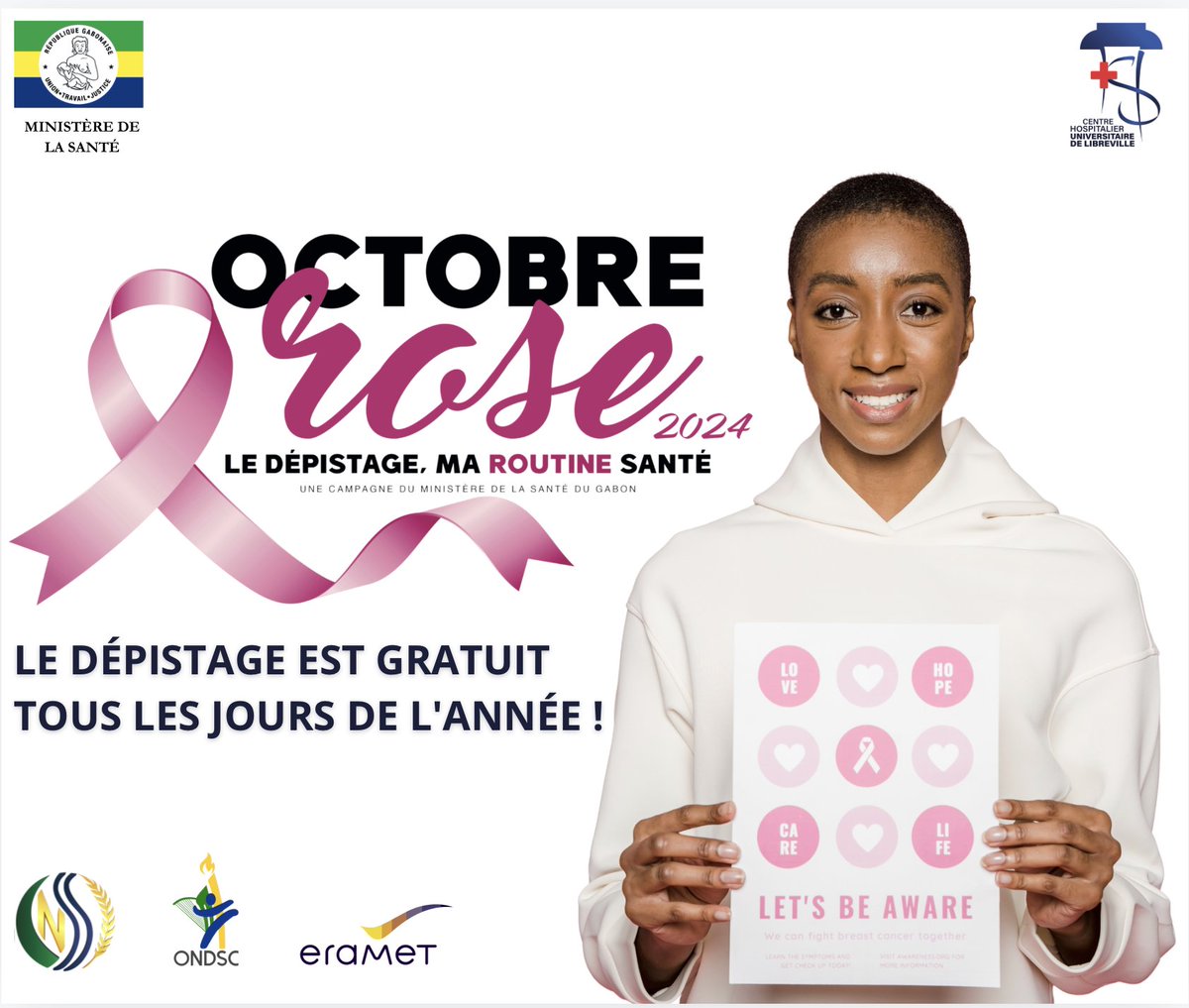 / ACTUALITE /

📷 Octobre Rose : Ensemble contre le cancer du sein ! 📷
Le Centre Hospitalier Universitaire de Libreville s'engage pour la santé des femmes en offrant des dépistages gratuits tout au long de l'année ! Ne manquez pas cette occasion de prendre soin de vous.