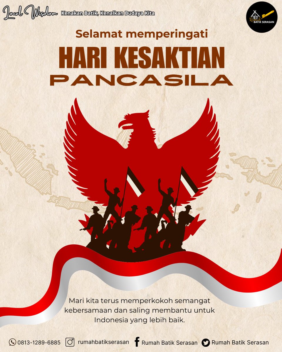 Selamat Memperingati Hari Kesaktian Pancasila 
1 Oktober 2024

Local Wisdom
"Kenakan Batik, Kenalkan Budaya Kita"
#rumahbatikserasan
#batikserasan
#batikserasanmuaraenim
#muaraenim 
#HariKesaktianPancasila2024