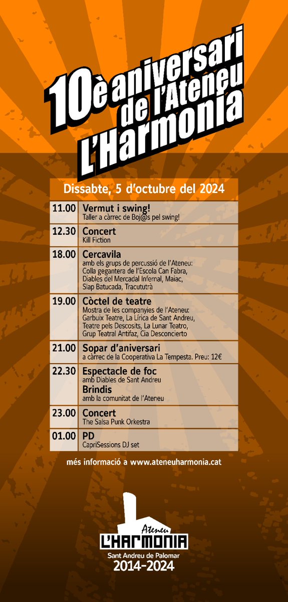 Aquest dissabte 5 d'octubre, us convidem a celebrar juntes els #10anysdharmonia !

✨Des del cor i la lluita, 10 anys fent història✨

ℹ️ateneuharmonia.cat/esdeveniments/…