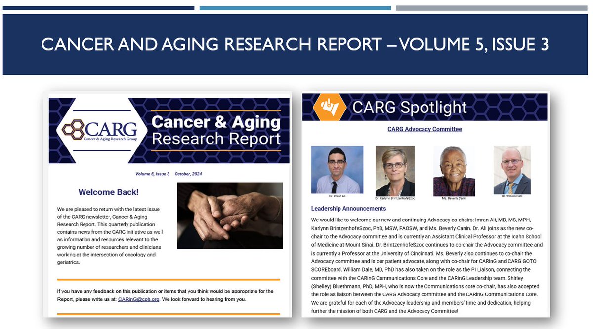 🚨📷Check out the latest issue of our #Cancer and #Aging Research Report featuring updates from Junior CARG and the CARG Advocacy Committee! Read it here: mycarg.org/?p=51978