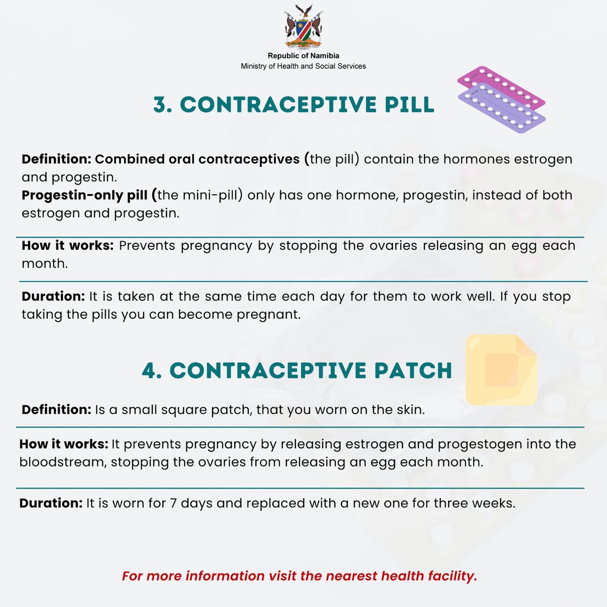 MhssNamibia's tweet photo. Discover the world of contraception, knowledge is power, and safe choices lead to healthier future 
#ContraceptionEducation https://t.co/SXsW2xPFky